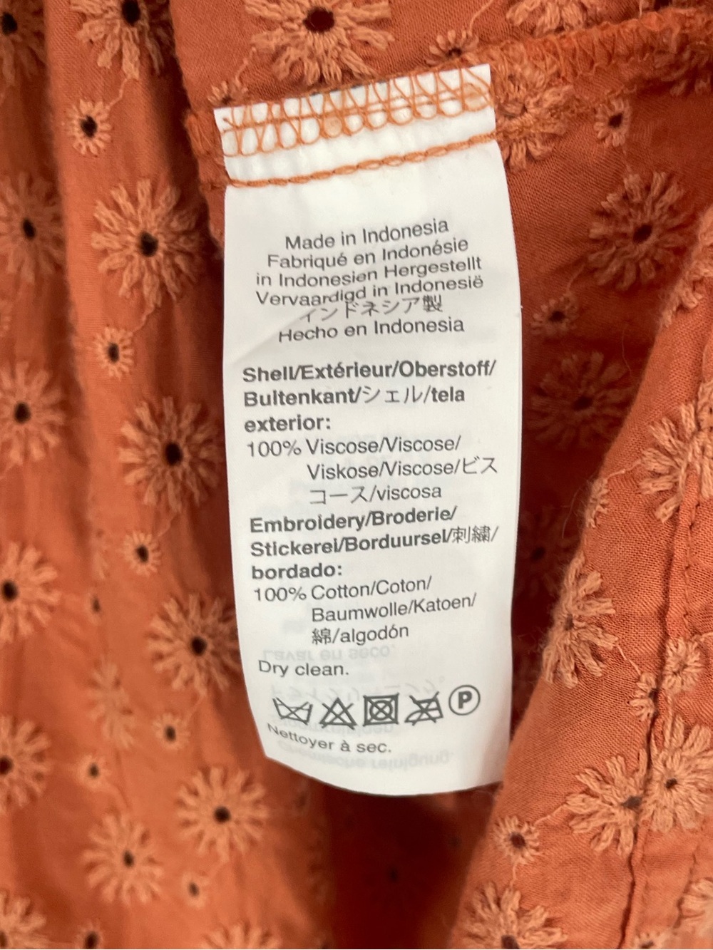 Madewell Portside Daisy‑Embroidered Eyelet Button‑Down Blouse Orange Size Small - Picture 4 of 6